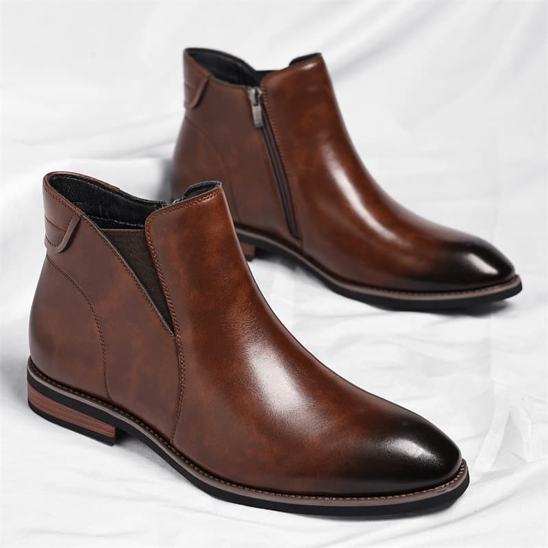Chelsea Boots Men 2025 Autumn/Winter American Style Zipper Fleece Lined Large Size Trendy Cross-Border Trendy Ankle Boots One Piece Drop Shipping