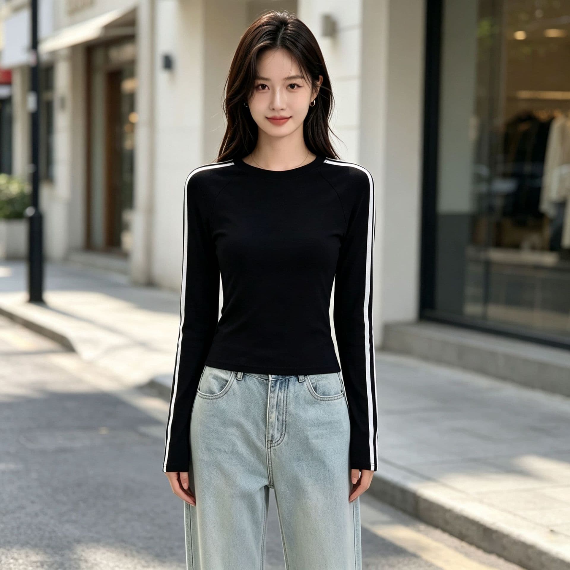 2026 New Threaded German Velvet Striped Long-Sleeve Versatile T-Shirt Women Autumn Winter Slim Fit Raglan Base Layer Top