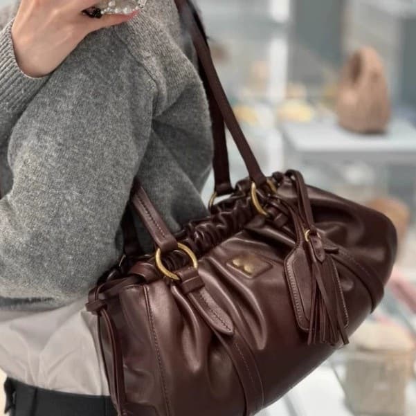 M Brand High-Quality Joie*appa Genuine Leather Cloud Bag, Luxury Vintage Shoulder Bag, Versatile Handbag for Women