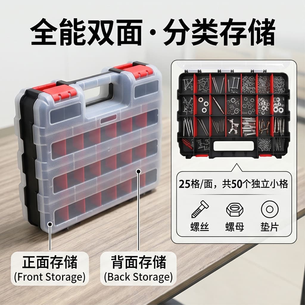 Double-sided 7-grid Portable Toolbox Hardware Tool Parts Box Electronic Component Sorting Box Storage Box