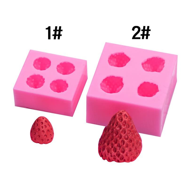 3D 4-Connected Strawberry Scented Candle Mold Cake Decorating Mold Fondant Chocolate Baking Mold