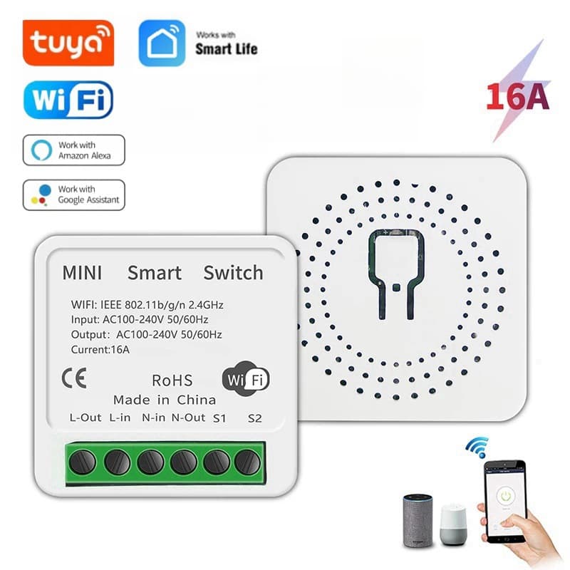 Tuya WiFi Zigbee 1/2 Channel Single Fire/Neutral Live Disconnector Concealed Dual Control Alexa Voice Control