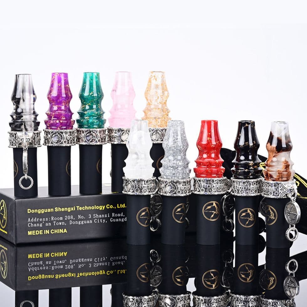 Alfah hookah holder, hookah holder, special for hookah master, gold foil resin mouthpiece, silver-plated buckle pendant chain