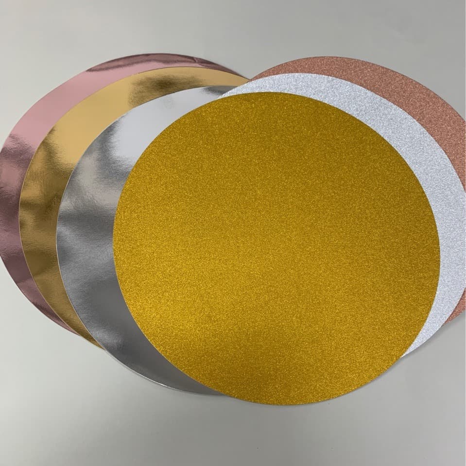 Cross-border bestseller plate mats with gold/silver glitter printing, colorful round plate mats, waterproof and oil-resistant circular cards