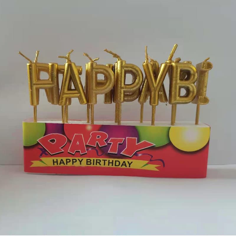 Factory Direct Power Strip Candles Gold Paint Letter Birthday Cake Candles Birthday Party Celebration Atmosphere Candles