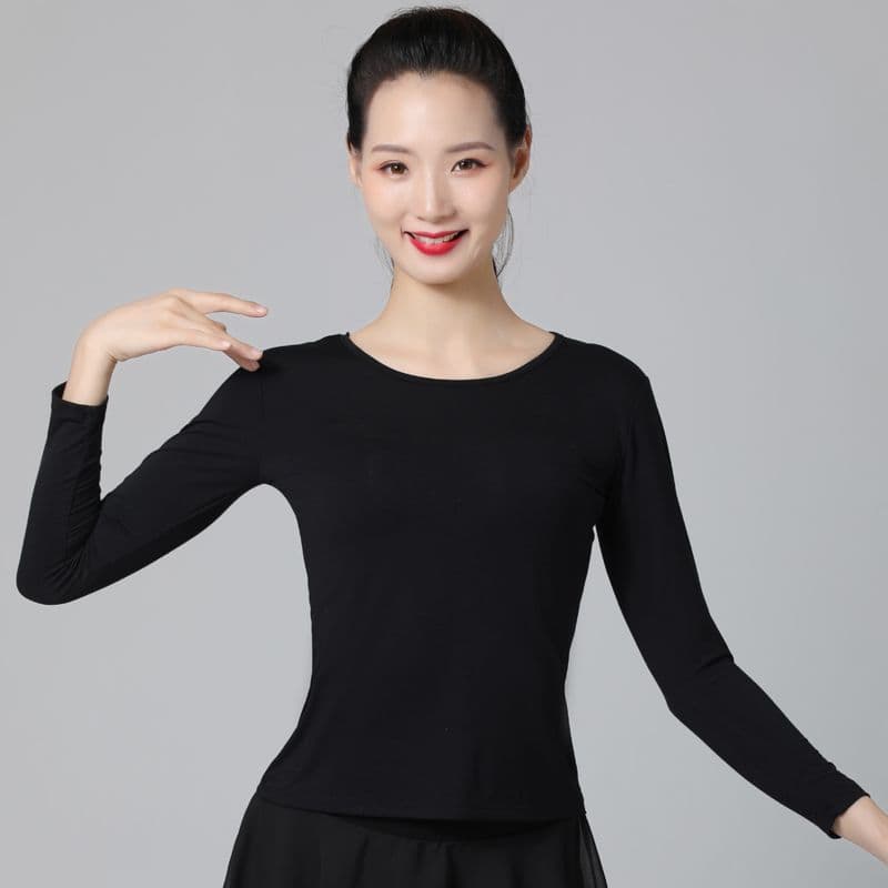 Square dance clothing tops for middle-aged and elderly women long-sleeved slim dance clothing practice clothing dance clothing modern dance performance clothing