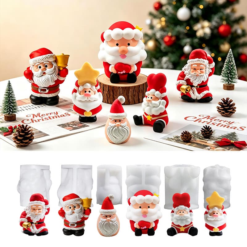 Christmas Decoration Silicone Mold 3D Big Beard Heart Santa Claus Mold Aromatherapy Candle Ornament Mold