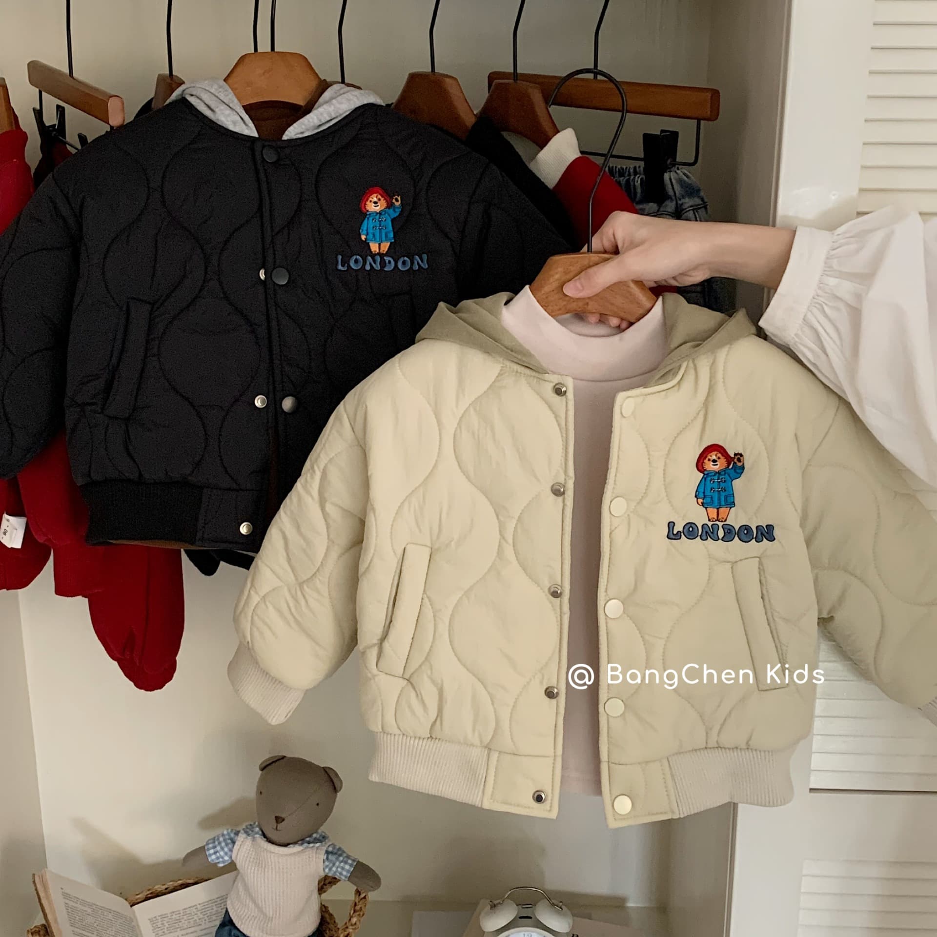Children's Cotton Coat Brand Cheng 2025 Winter Paddington Bear New Hooded Quilted Jacket Unisex BC0064
