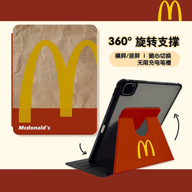 Compatible with iPad Pro 11-inch Retro McDonald's Case for iPad 6/7/8/9 Apple Mini Protective Cover