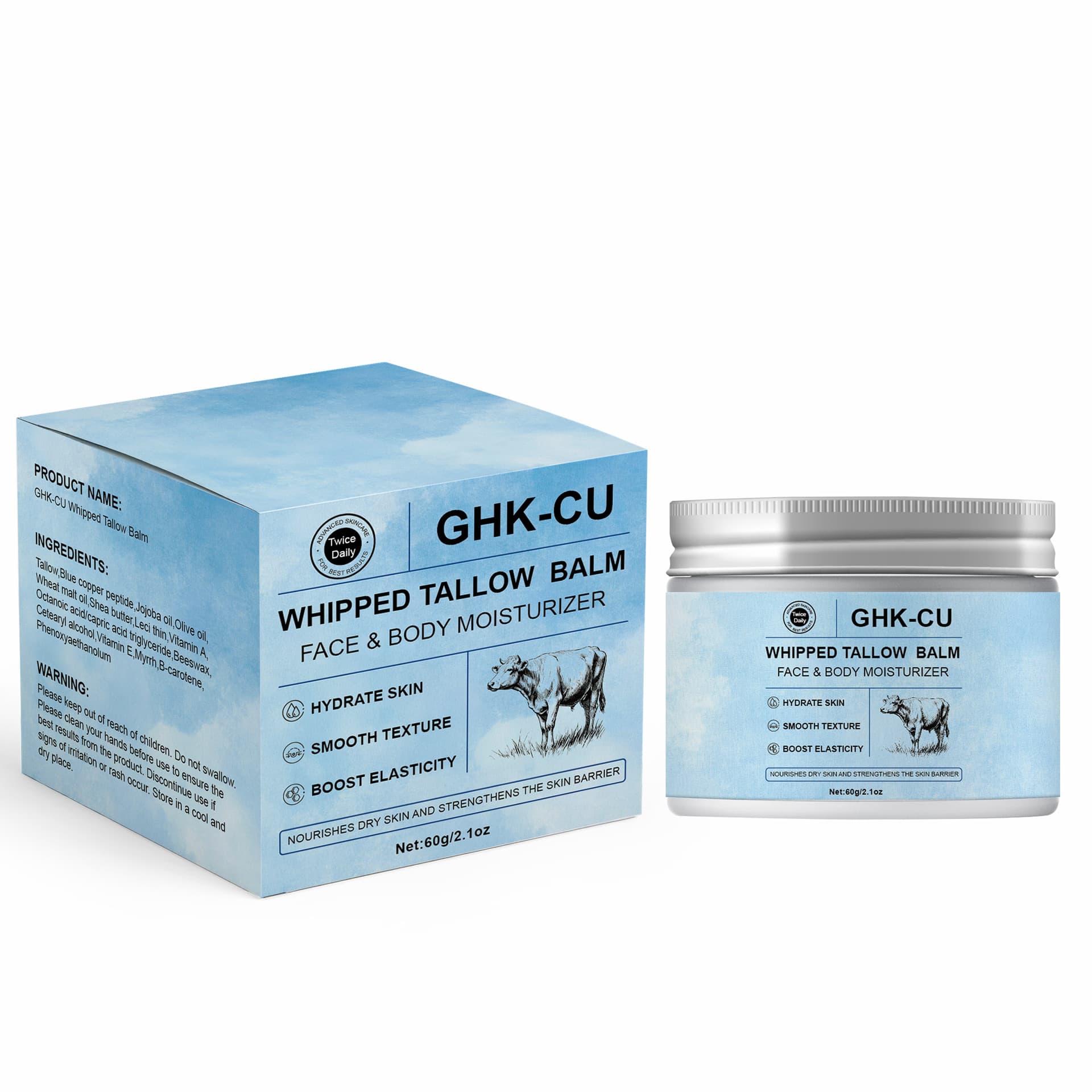 Blue Copper Peptide Tallow Balm 60g GHK-CU Nourishing Moisturizing Smooth Body Care Balm Cross-border Tallow Balm