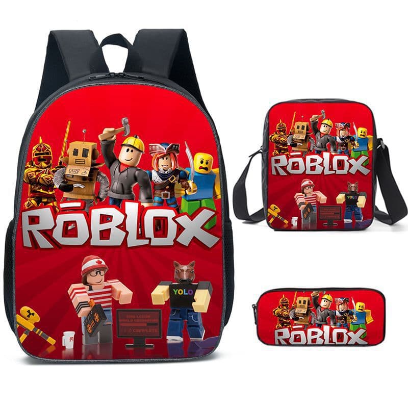 Cross-border peripheral bag set including ROBLOX crossbody bag, pencil case, and backpack for students