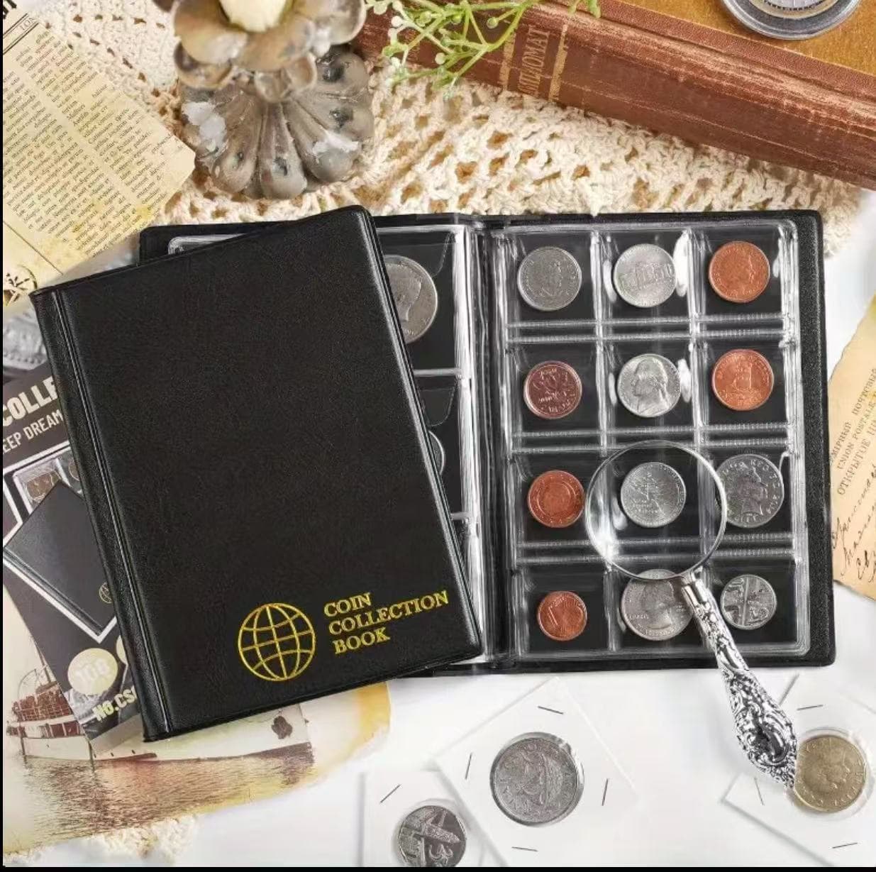 Hot Selling Coin Collecting Album 60 Grids 120 Grids Commemorative Coin Storage Book Antique Copper Coin Organizer