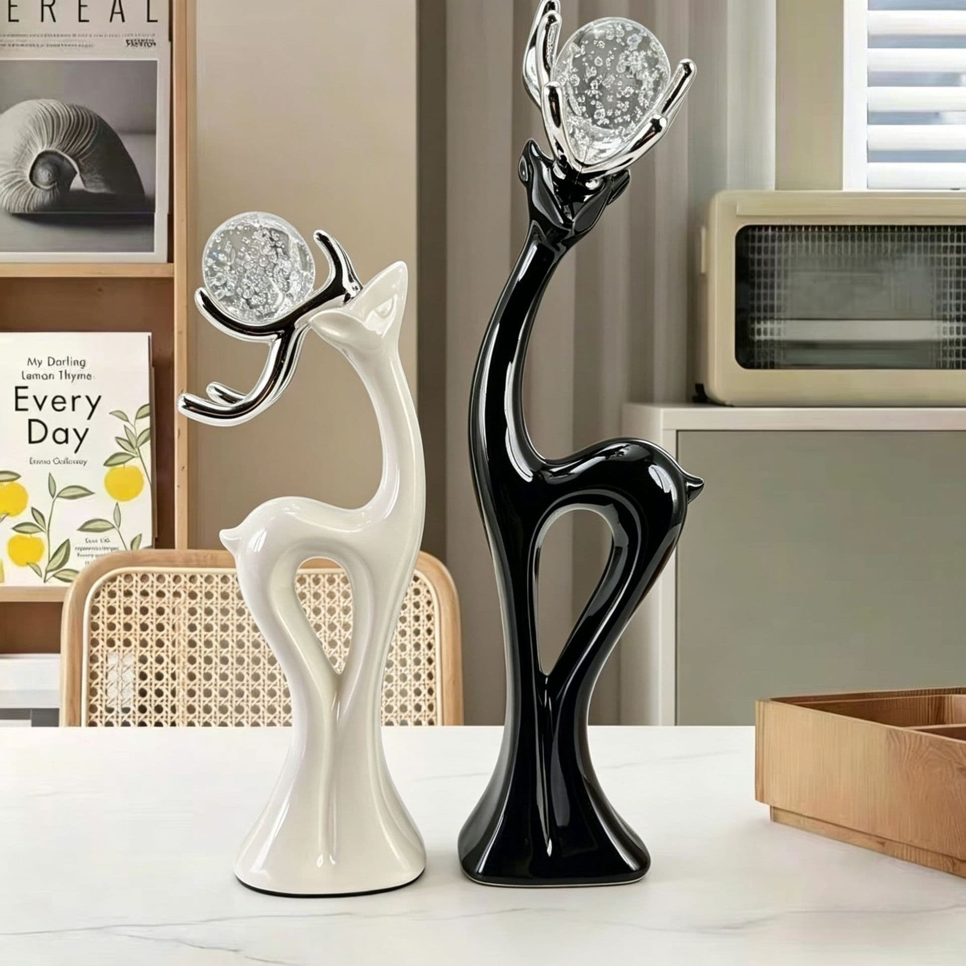 Heartfelt Crystal Deer Light Luxury Living Room Sofa TV Cabinet Artistic Floor Decoration Hallway Housewarming Gift