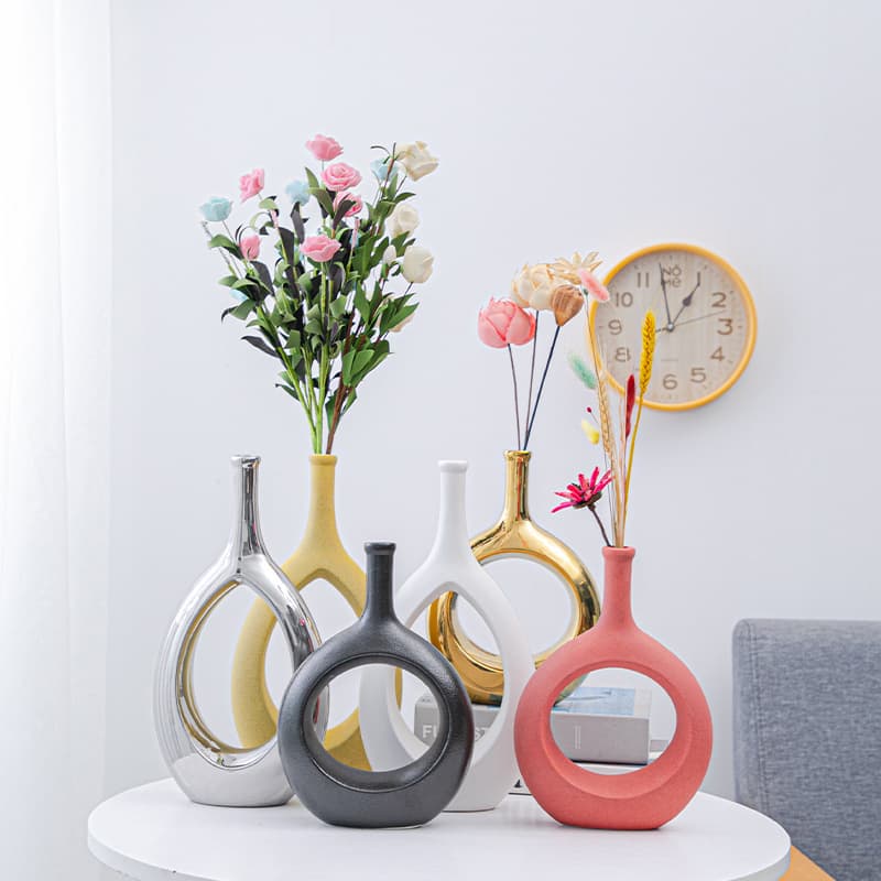 Black Ceramic Vase Modern Simple Style Dining Table Living Room Decorative Item Home Decor Dry Flower Vase