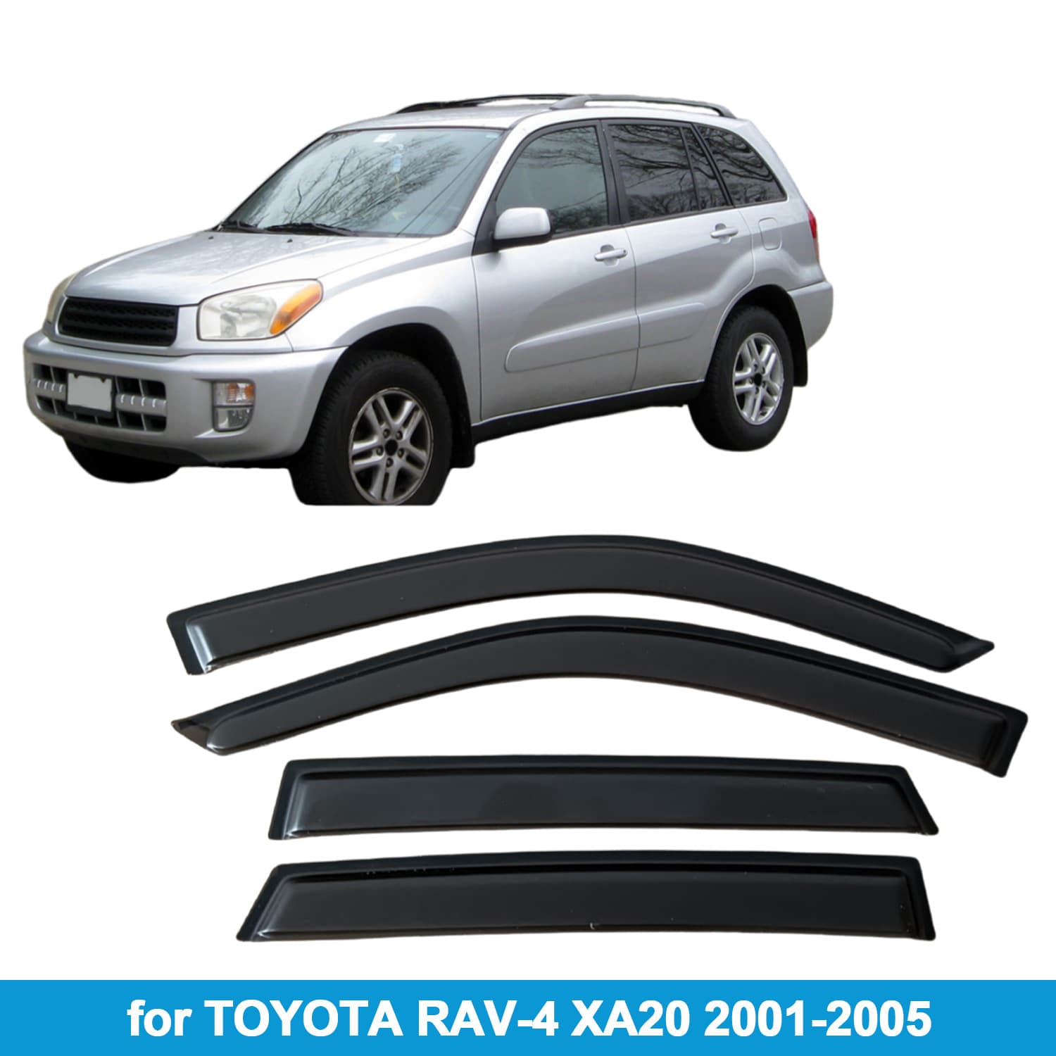 Compatible with Toyota RAV4 XA20 2001-2005 Rain Guards Side Window Deflectors Visors Thickened Injection