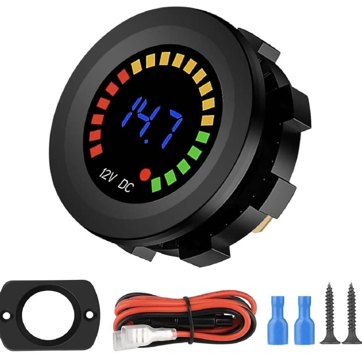 Car and Motorcycle Modification Voltmeter Kit, Color Screen LED Digital Voltmeter, Waterproof LED Voltmeter DC