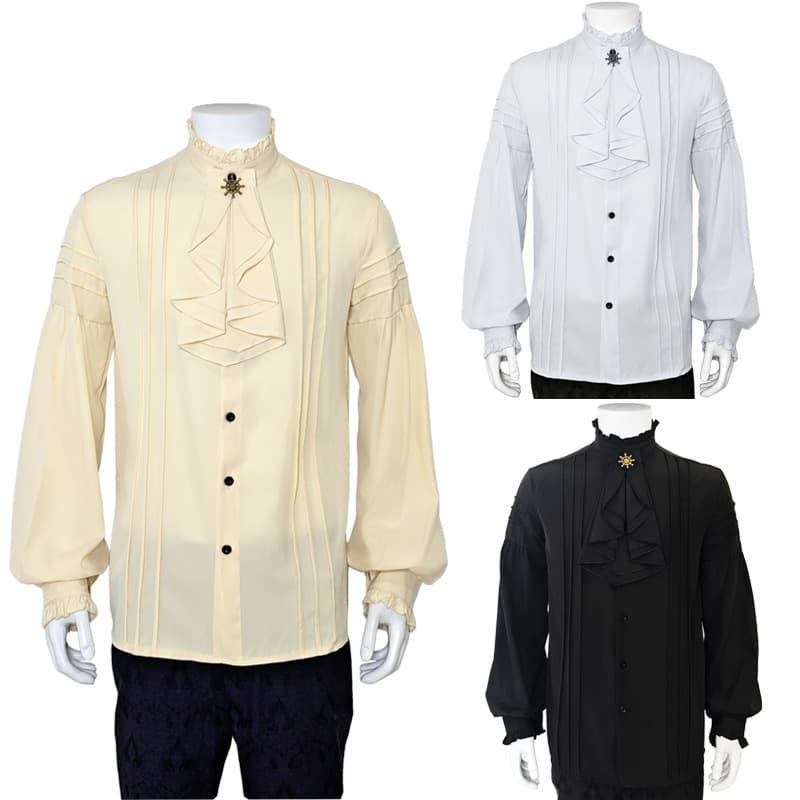 Chameleon European and American Men's Renaissance Costume Shirt Medieval Steampunk Pirate Top Multi-Color Inner Layer