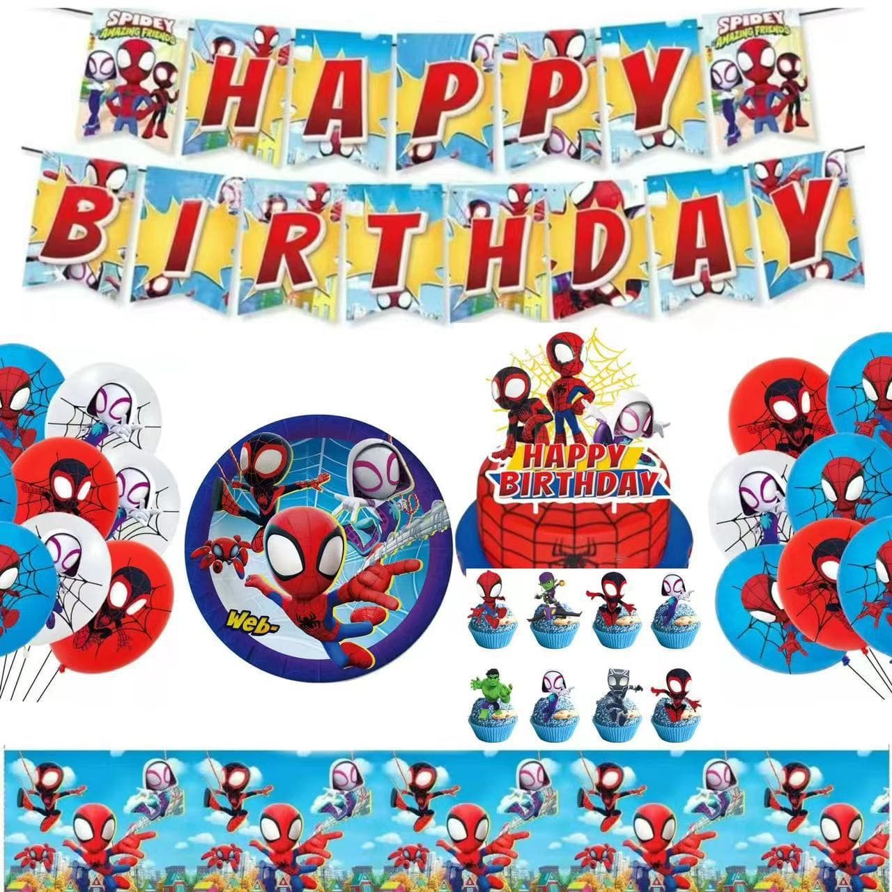 Cross-border superhero Spider-Man and his super friends birthday party balloon suit party decoration supplies