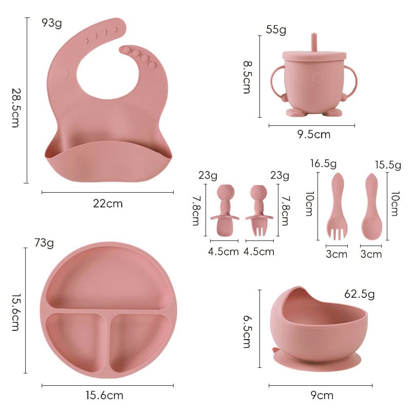 Kids Silicone Dinnerware Set Baby Food Bowl Divided Plate Fork Spoon Cup Baby Products Wholesale