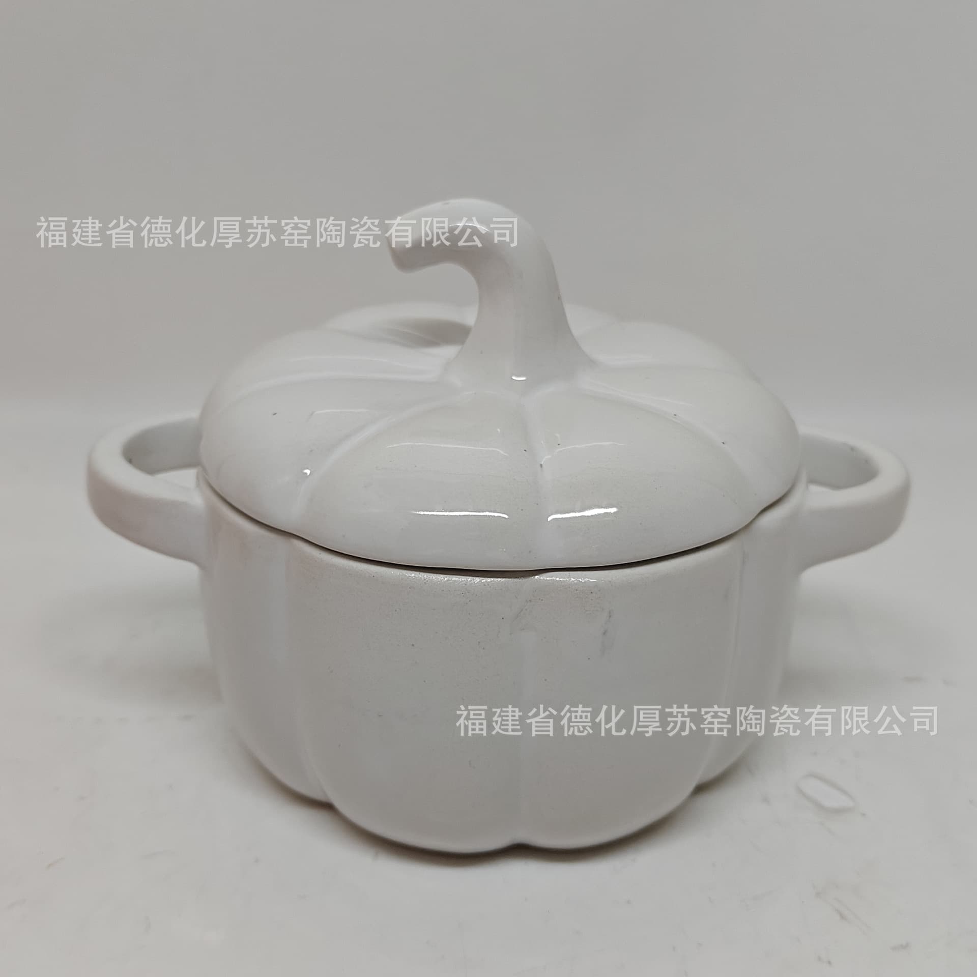 European and American Cross-border Export White Ceramic Pumpkin Bowl with Lid Harvest Festival Decorative Pumpkin Soup Bowl Cooking Pumpkin Pot