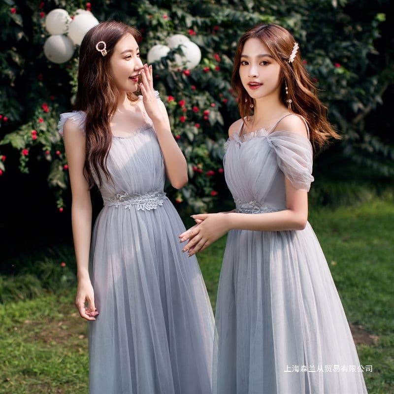 Bridesmaid Dress 2026 Spring Summer New Korean Style Long Elegant Sisterhood Bridesmaid Gown Graduation Dress