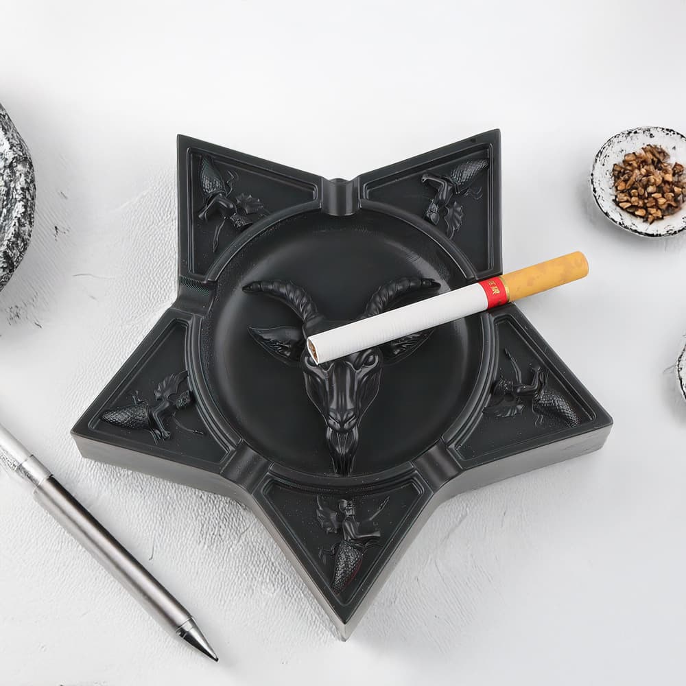 Cross-border Gothic Pentagram Black Goat Head Demon Ashtray Angel Skull Mermaid Halloween Ornament
