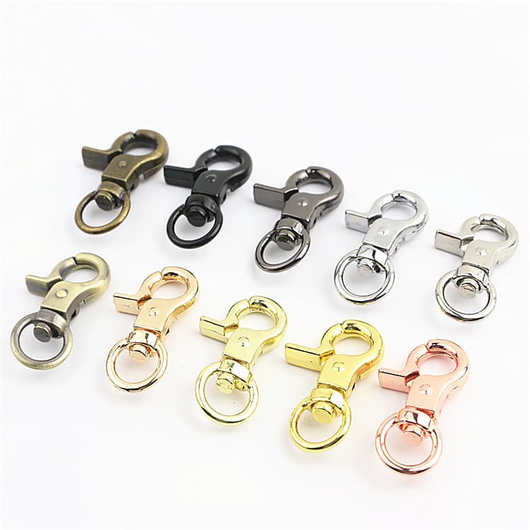 Luggage hardware accessories, 3-point small pliers hook, light gold keychain, lobster buckle, dog buckle connector
