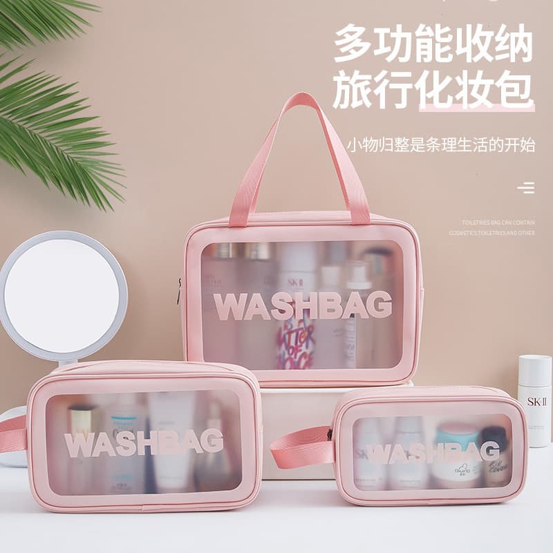 PU Transparent Makeup Bag Large Capacity High Appearance Portable Handheld Waterproof Cosmetic Storage Bag Toiletry Bag Wholesale