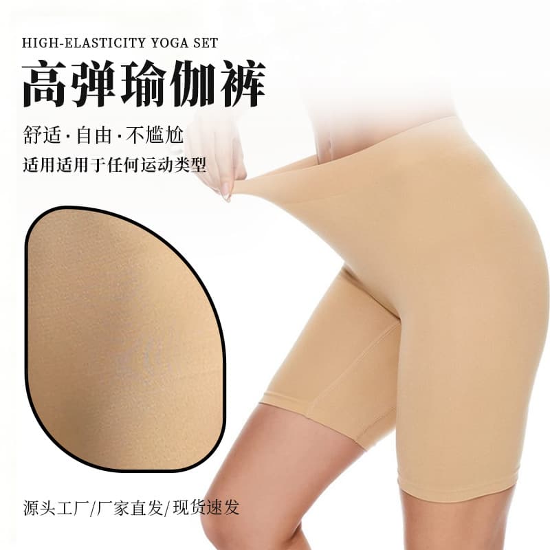 Women's Anti-Flash Breathable High-Waist Safety Shorts, Tummy Control and Lifting, 3/4 Length, Soft and Skin-Friendly, Non-Rolling Edge