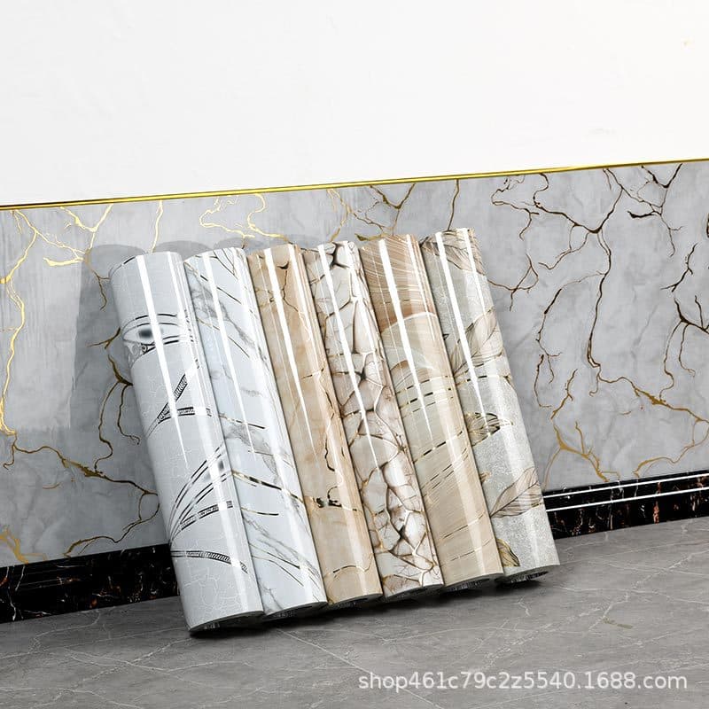 Self-Adhesive Marble Sticker Wallpaper Gold Foil Wallpaper for Living Room Bedroom Bathroom Waterproof Wall Decal Imitation Tile Sticker for Export