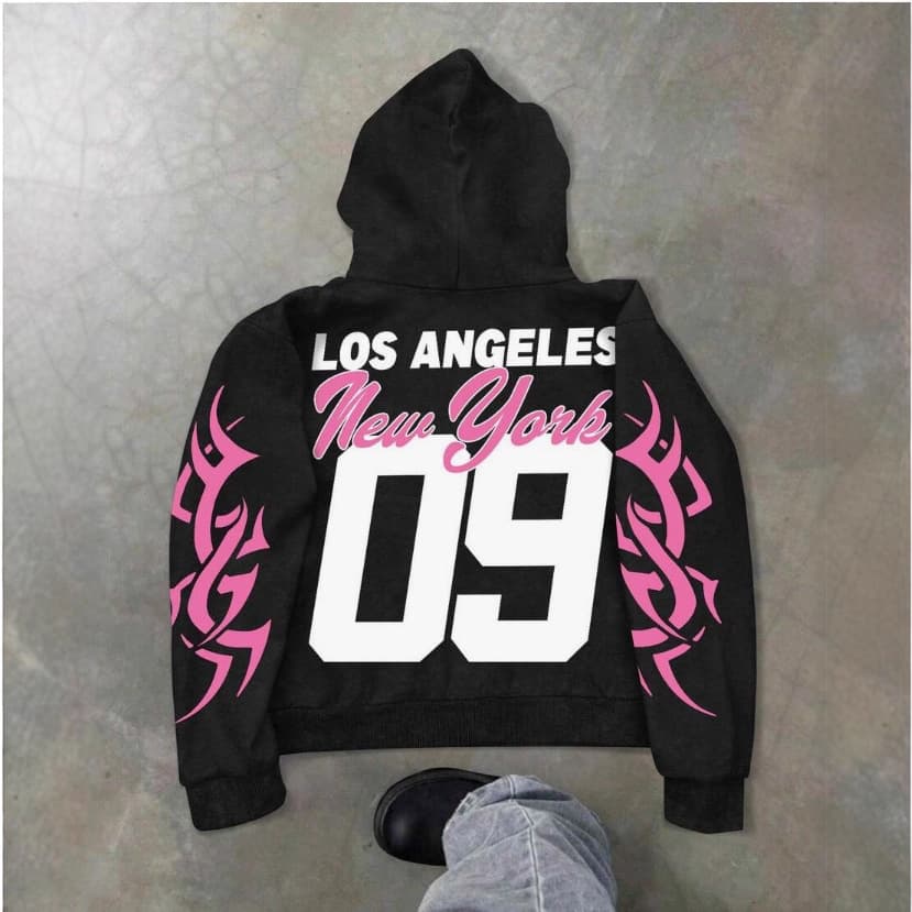 New Cross-Border Streetwear Hoodie New York Statue of Liberty Flame Print Casual Hooded Sweatshirt