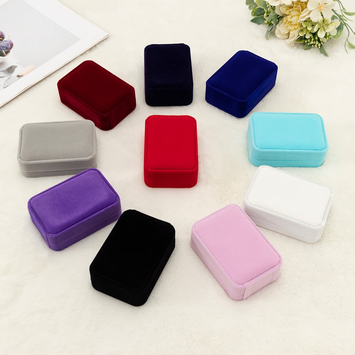 Round Flannel Pendant Box for Bracelet, Necklace, Earrings - Velvet Jewelry Box Empty