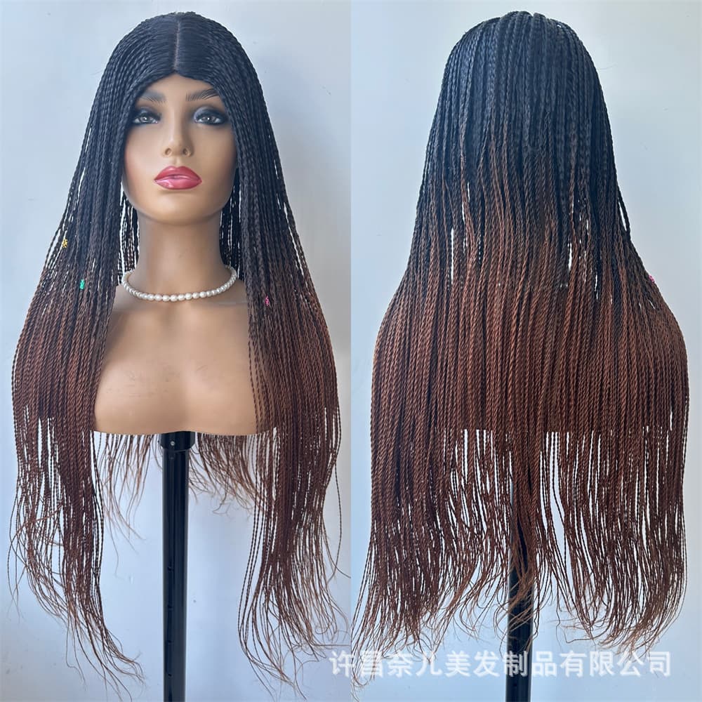 3-Strand to 2-Strand Braid Wig African Wig Scalp Imitation Lace Wig Elastic Inner Net Braid Wig