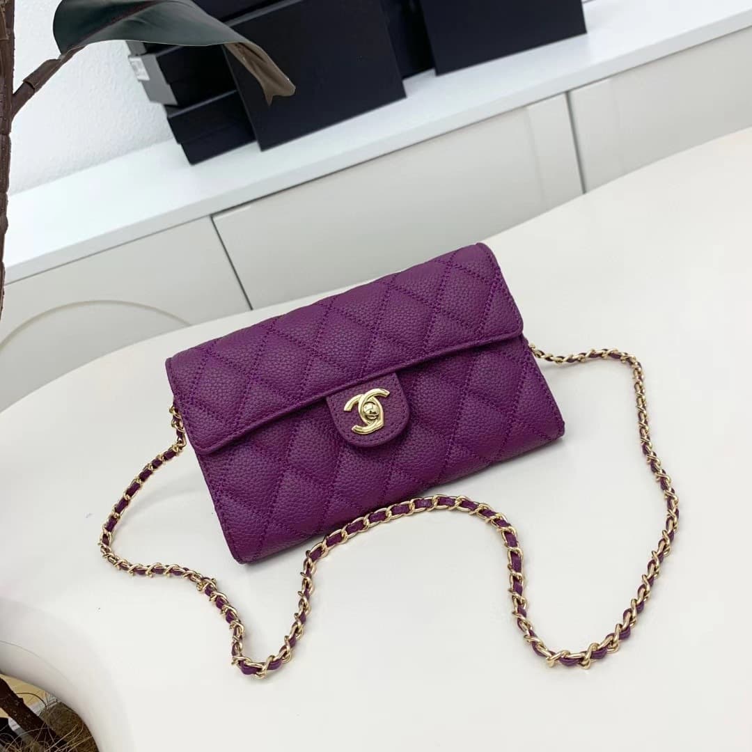 2024 New Small Fragrance Chain Single Shoulder Crossbody Handbag Cowhide High-end Stylish Versatile Classic Phone Bag
