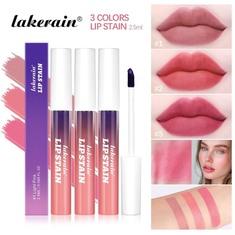 Cross-border Makeup Lakerain 3-Color Peel-Off Lip Gloss Matte Easy to Apply Not Easy to Stain Cup Lip Gloss