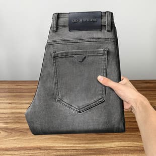 Autumn/Winter Men's Jeans Korean Style Stretch Slim Fit Cross-Border High-End European Brand AJ Gray Pants