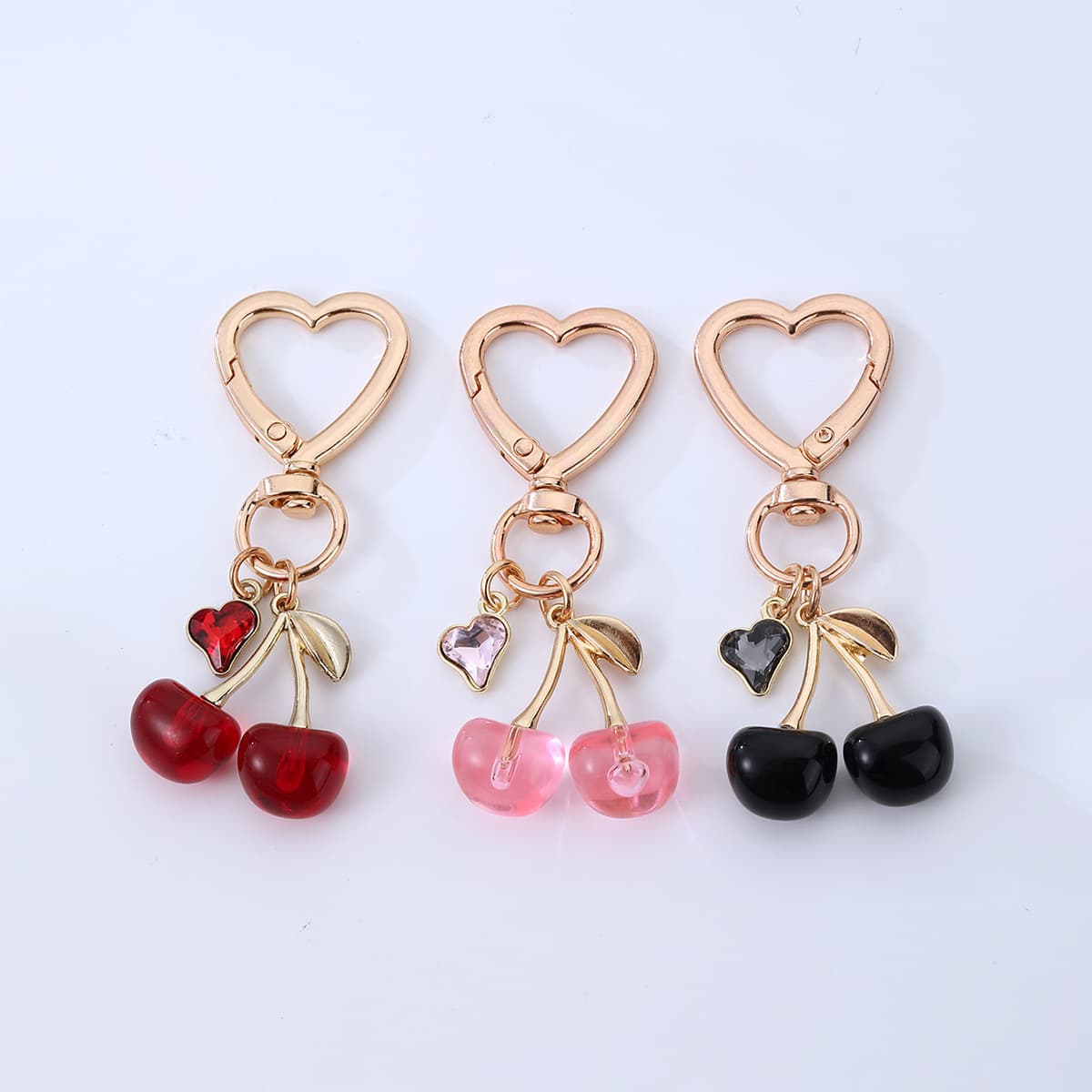 Cross-border 3D Alloy Small Cherry Strawberry Keychain Simulation Fruit Women's Bag Pendant Decoration Gift Wholesale