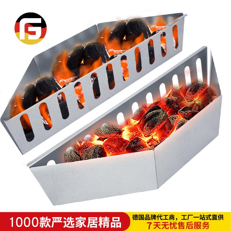 Charcoal Basket for Outdoor BBQ, Galvanized Steel Chips Smoking Basket, Fruitwood Charcoal Grill Basket