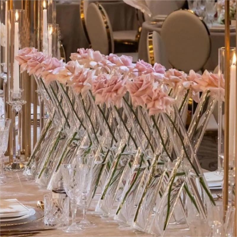 Wholesale wedding crystal table flower arrangement road guide flowers glass vase wedding decoration transparent cylinder flower stand