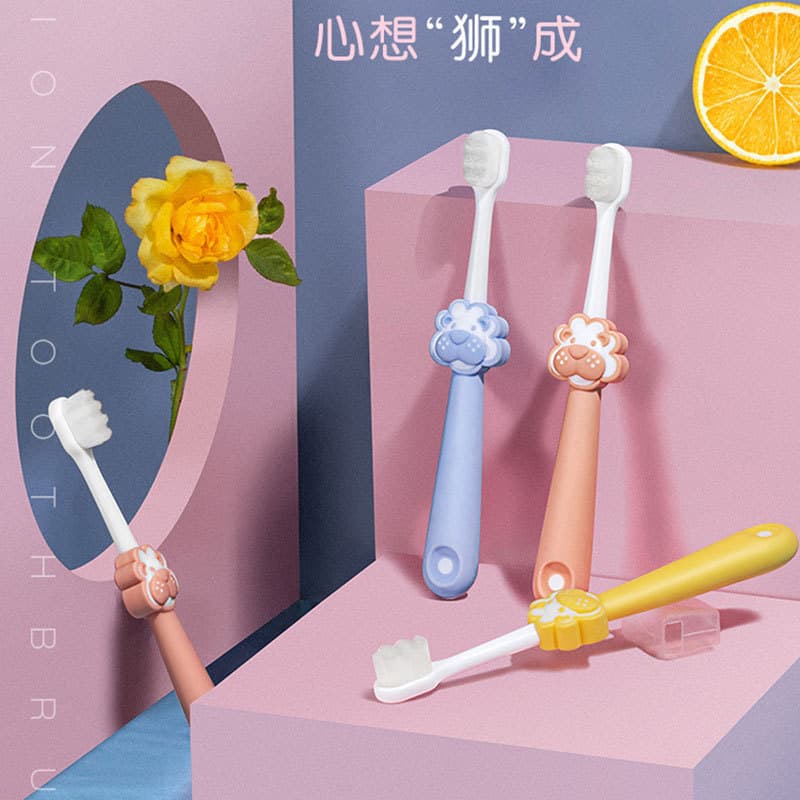 Children's Toothbrush Cartoon Little Lion 10,000 Bristles Individually Packaged, 2-10 Years Old Baby Soft Bristles Manufacturer Toothpaste Ready Stock Wholesale