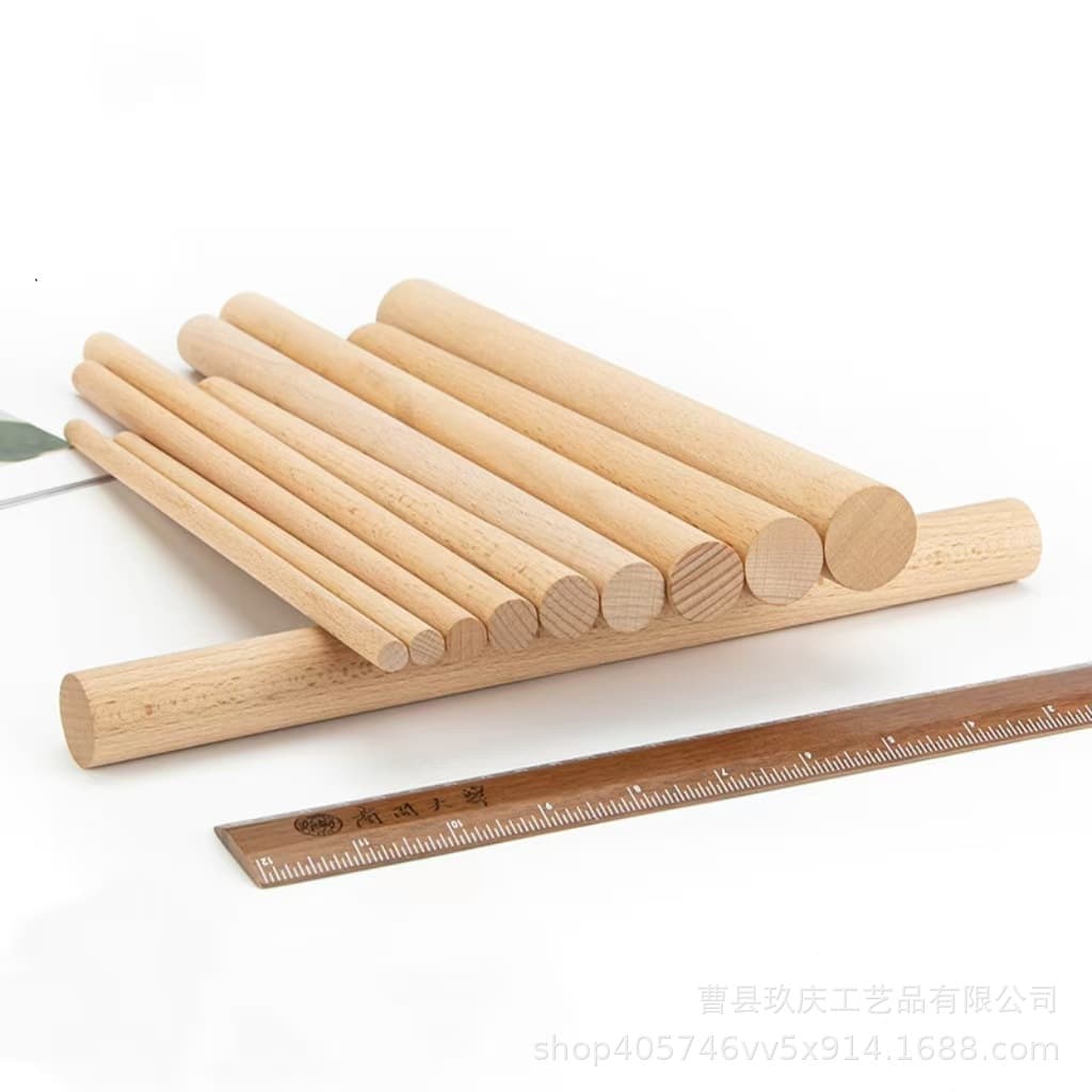 Wooden Rubberwood Round Stick Yoga Stick Round Wood Rod Wood Pole Wood Strip Tapestry Clothes Rod Round Wood Strip Wood Art