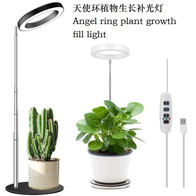 LED Plant Growth Light Angel Ring Adjustable with Red/Blue Full Spectrum and Timer for Flowers and Succulents
