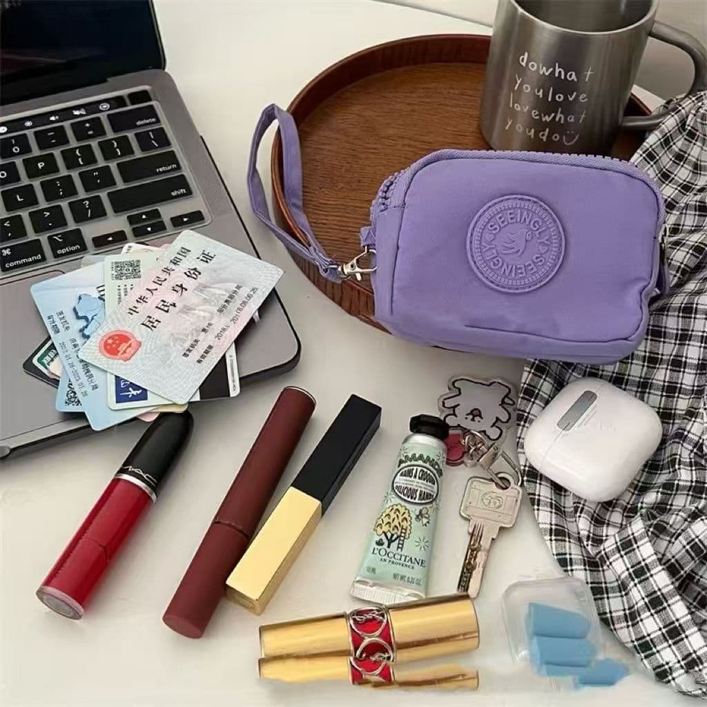 New Cross-border Nylon Mini Wallet Pouch for Lipstick, Earphones, Multi-layer Card Holder, Water-resistant