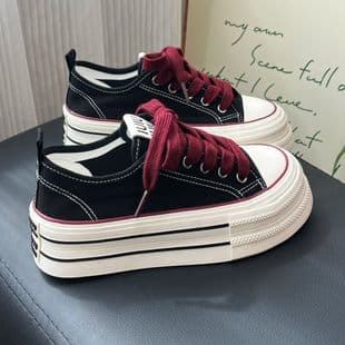 Thick Sole Height-Increasing Breathable Canvas Shoes for Women 2026 Summer Autumn New Chunky Platform Casual White Board Shoes