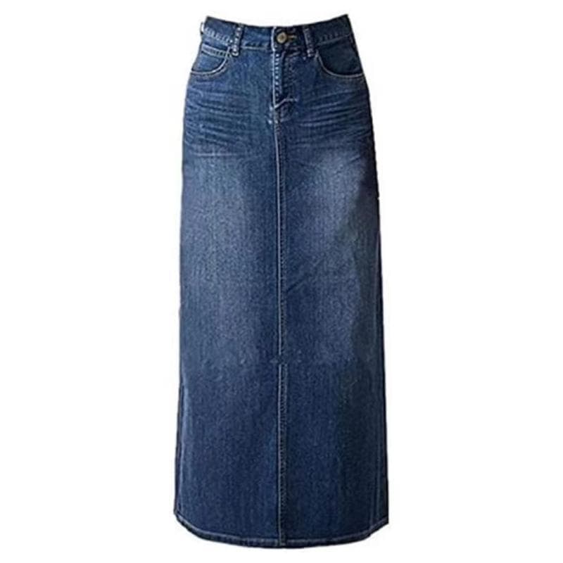 Y 89321 High Waisted A-Line Long Denim Skirt