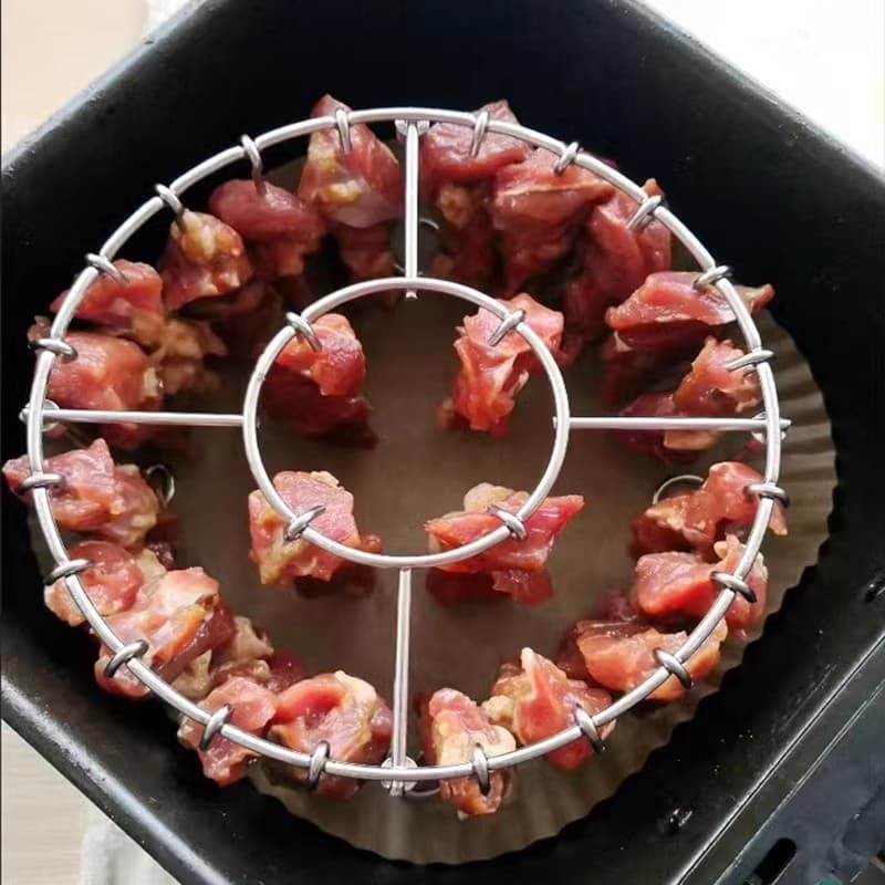 Air Fryer Skewer Rack Stainless Steel Home Grilling Skewers Hanging Roaster Rack Simple Meat Skewer Stand