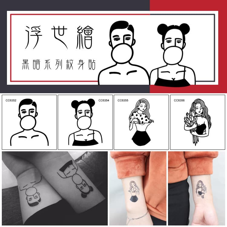New tattoo stickers, dark personality, original hand-painted, fresh, black and white, simple, waterproof and durable, cross-border supply