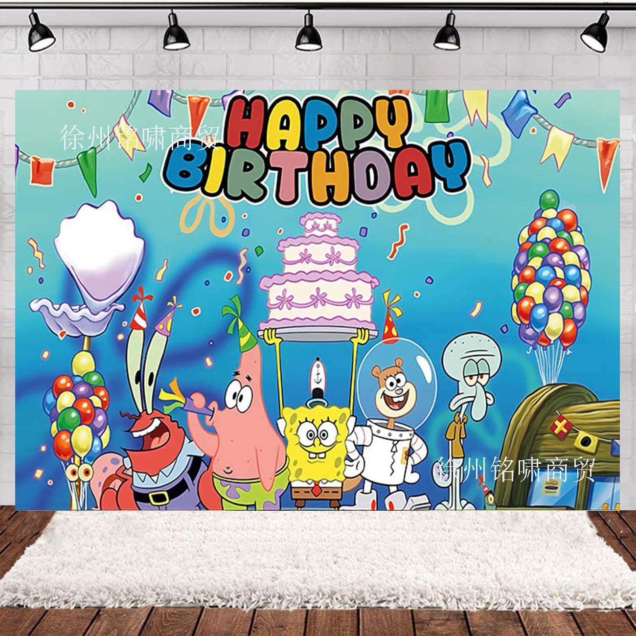 New SpongeBob Kids Birthday Party Photo Booth Background Backdrop Scene Decoration Banner Props Studio