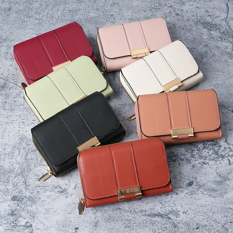 New cross-border popular Korean version multi-functional women's hand wallet short niche fashion multi-card slot three-fold wallet