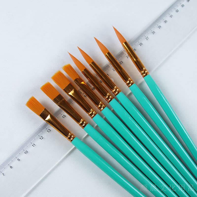 Nylon Flat Brush for Children's Gouache, Watercolor, Oil Painting, and Acrylic Paint - Cyan